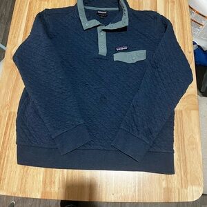Patagonia Blue Quilted Snap Pullover